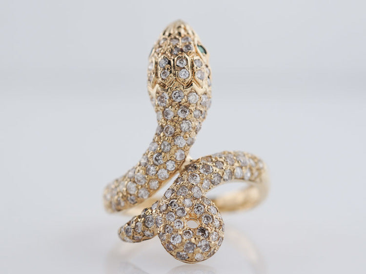 Modern Right Hand Snake Ring .95cttw Round Brilliant Cut Diamonds in 14k Yellow Gold
