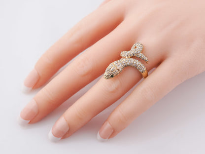 Modern Right Hand Snake Ring .95cttw Round Brilliant Cut Diamonds in 14k Yellow Gold