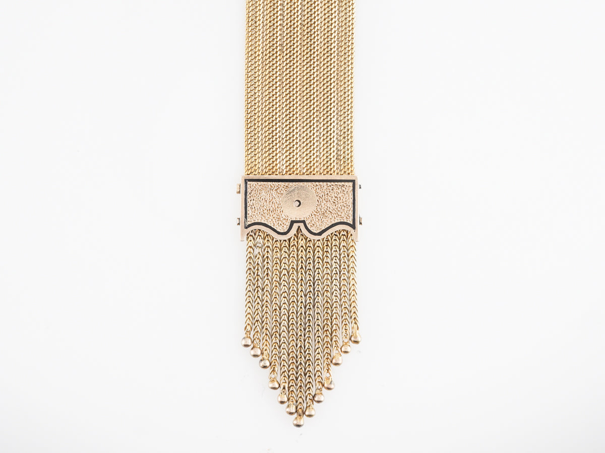 Antique Victorian Tassel Bracelet w/ Enamel and Pearls in 14k