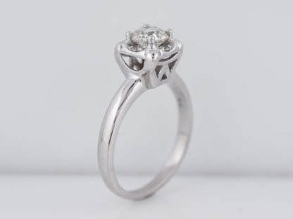 Antique Engagement Ring Art Deco .62 Round Brilliant Cut Diamond in Vintage 14k White Gold