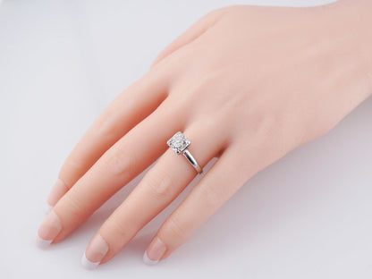 Antique Engagement Ring Art Deco .62 Round Brilliant Cut Diamond in Vintage 14k White Gold