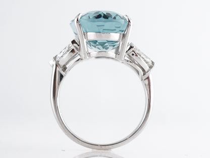 11 Carat Aquamarine Ring w/ Diamond Accents in 14k