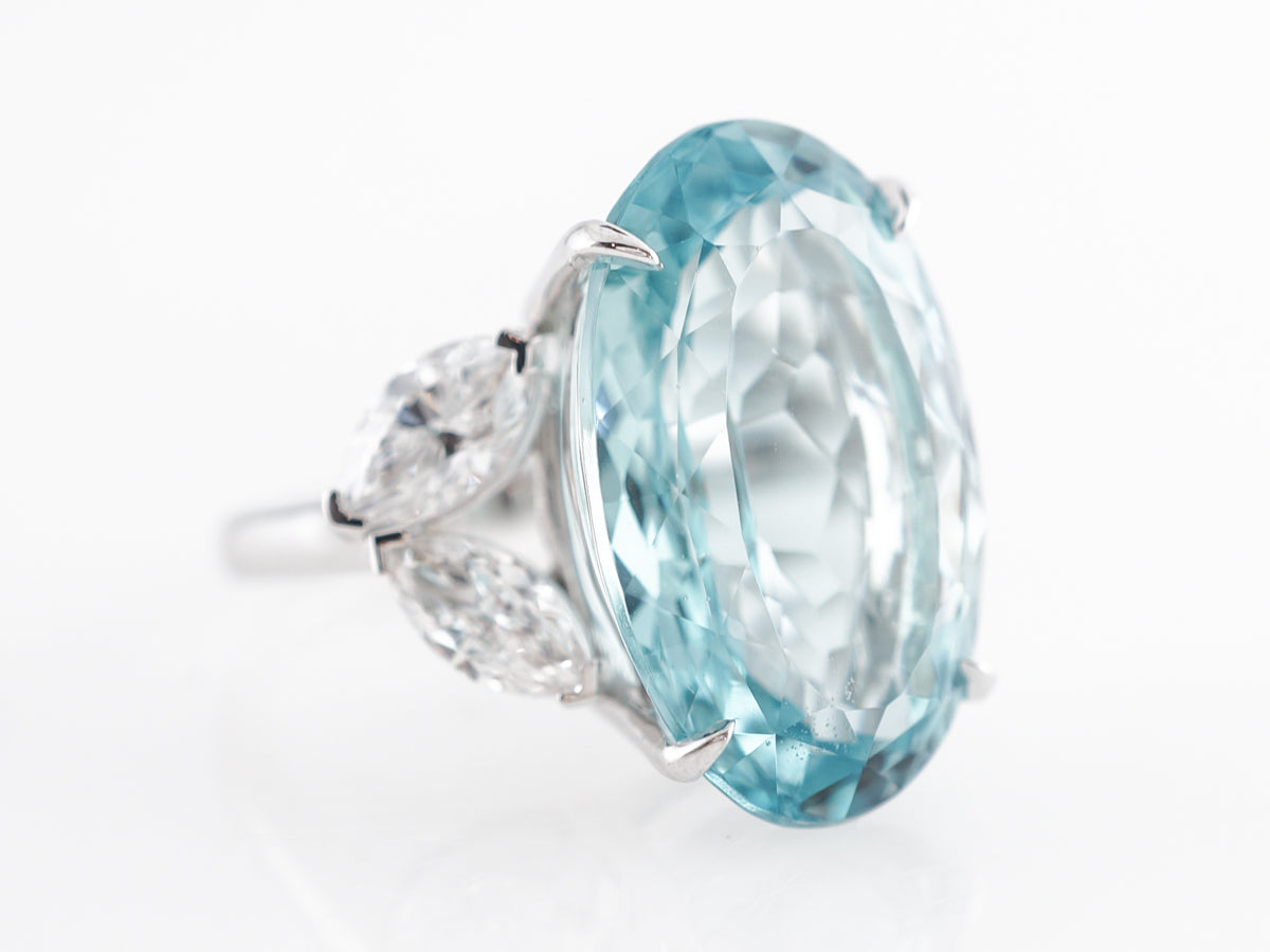 11 Carat Aquamarine Ring w/ Diamond Accents in 14k