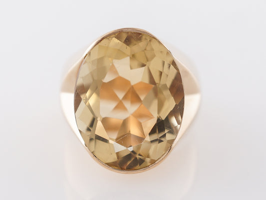 Vintage Solitaire Citrine Cocktail Ring in Yellow Gold