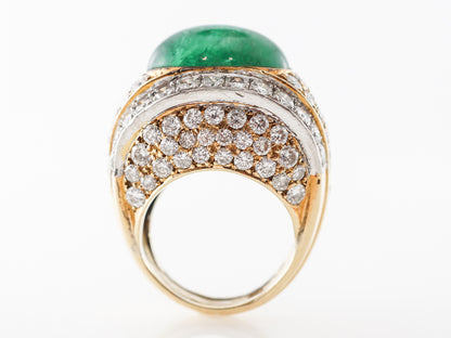 Cabochon Cut Emerald & Diamond Ring 18k