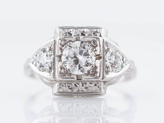 Art Deco Transitional Cut Diamond Ring in Platinum