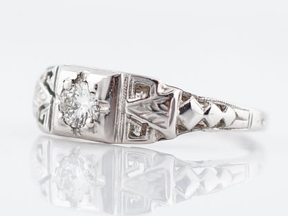 Transitional Cut Diamond Engagement Ring Vintage Art Deco 18k