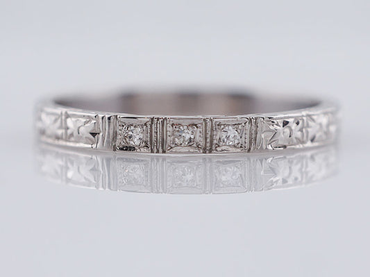 Antique Wedding Band Art Deco .03ct Single Cut Diamonds in 18k White Gold