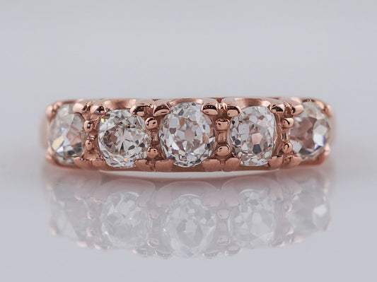 Wedding Band Modern 1.35cttw Old Mine Cut Diamonds in 14k Rose Gold