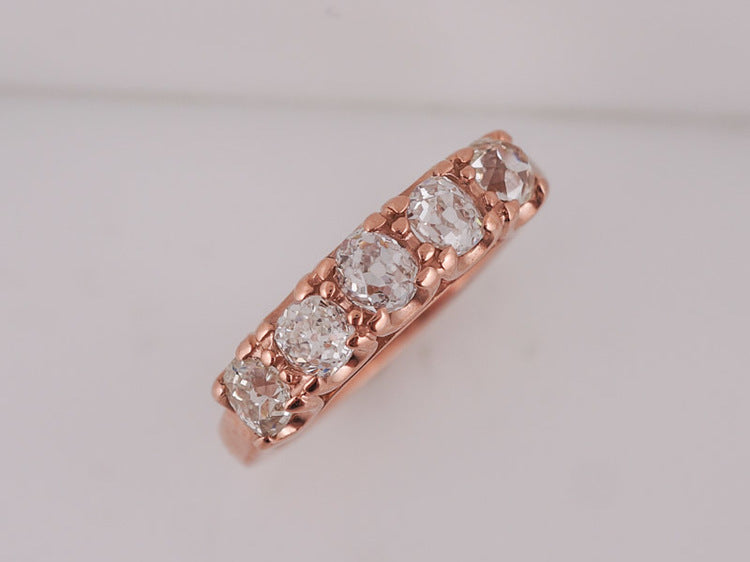 Wedding Band Modern 1.35cttw Old Mine Cut Diamonds in 14k Rose Gold