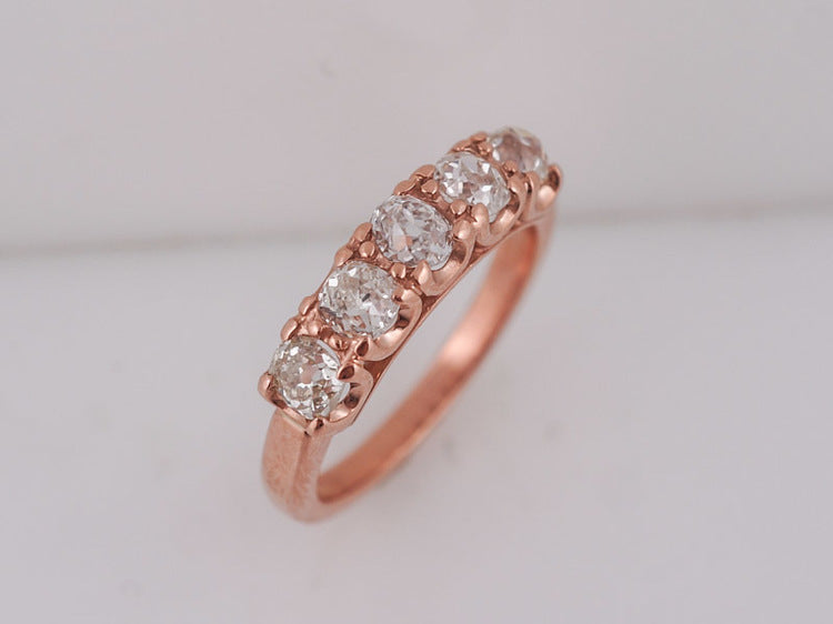 Wedding Band Modern 1.35cttw Old Mine Cut Diamonds in 14k Rose Gold