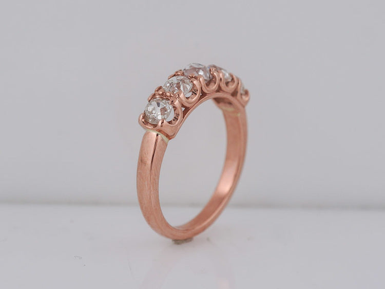 Wedding Band Modern 1.35cttw Old Mine Cut Diamonds in 14k Rose Gold