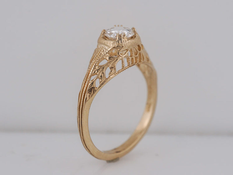 Antique Engagement Ring Art Deco .60ct Old European Cut Diamond in 14k Yellow Gold