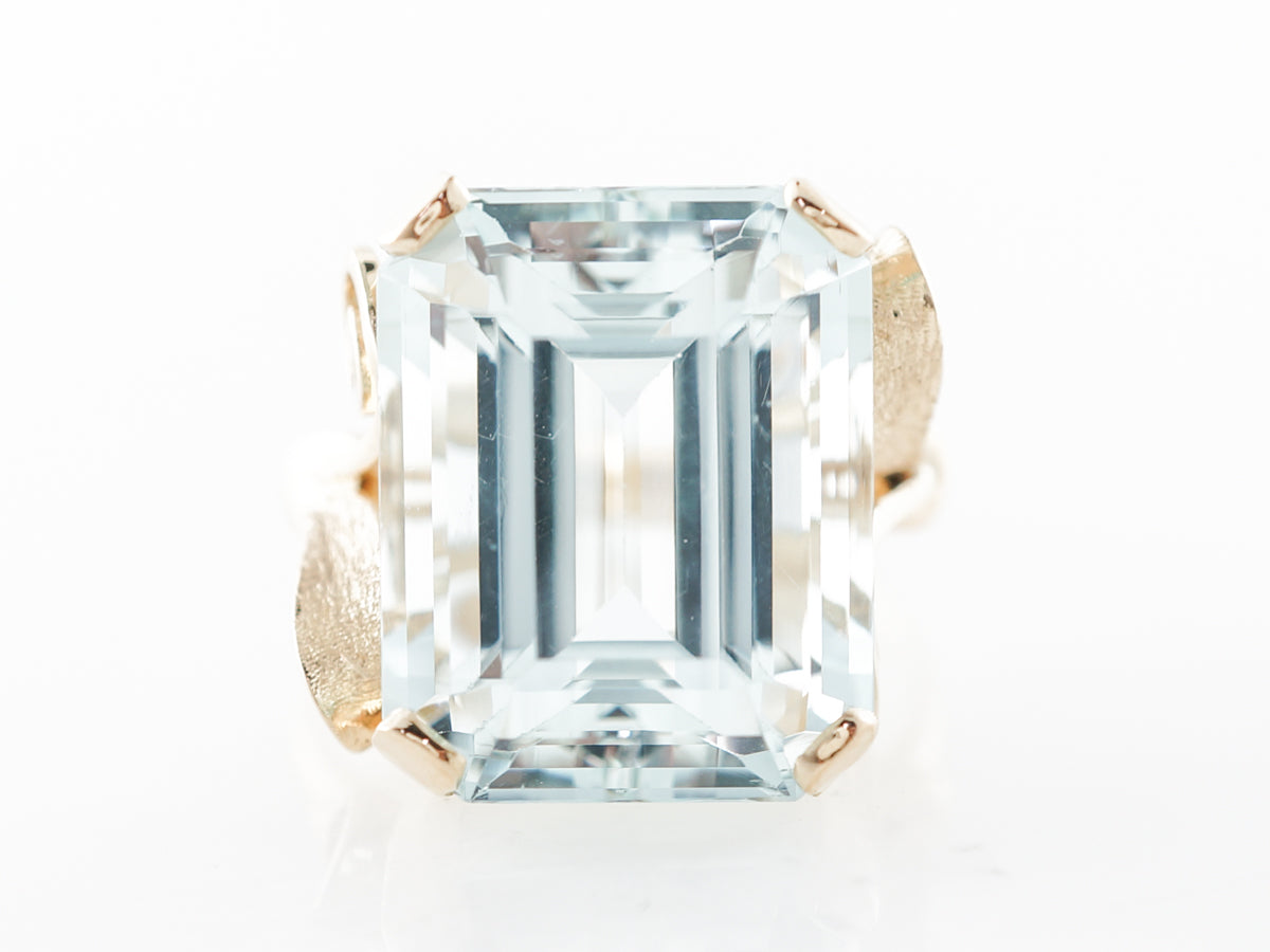 12 Carat Emerald Cut Aquamarine Ring in 18k