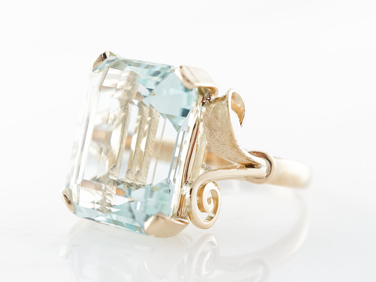 12 Carat Emerald Cut Aquamarine Ring in 18k