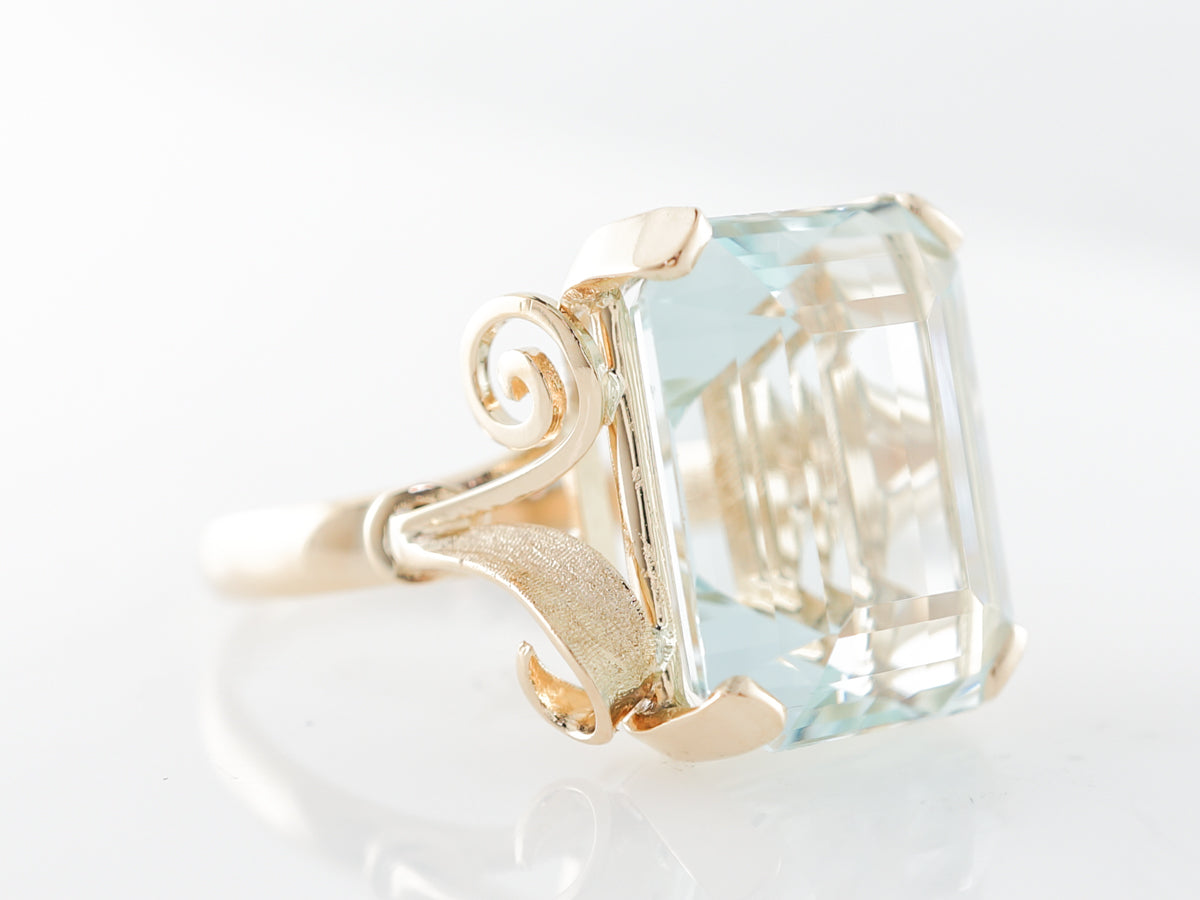 12 Carat Emerald Cut Aquamarine Ring in 18k