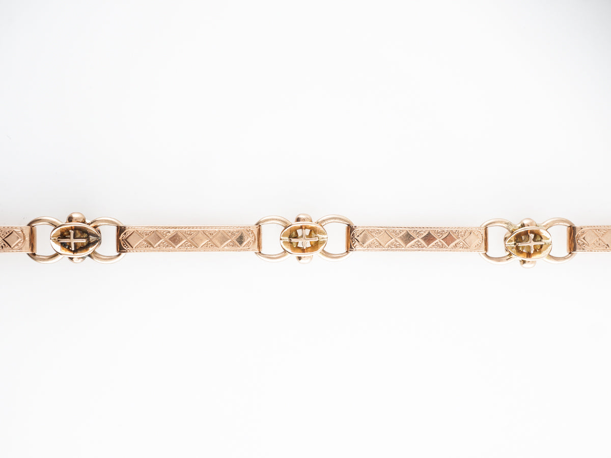 12" Victorian Watch Fob Bracelet in 14k Yellow Gold