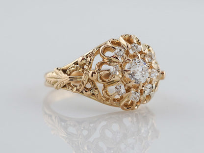 Antique Engagement Ring Victorian .29ct Old Mine Cut Diamond in 14k Yellow Gold