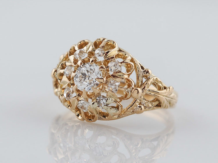 Antique Engagement Ring Victorian .29ct Old Mine Cut Diamond in 14k Yellow Gold