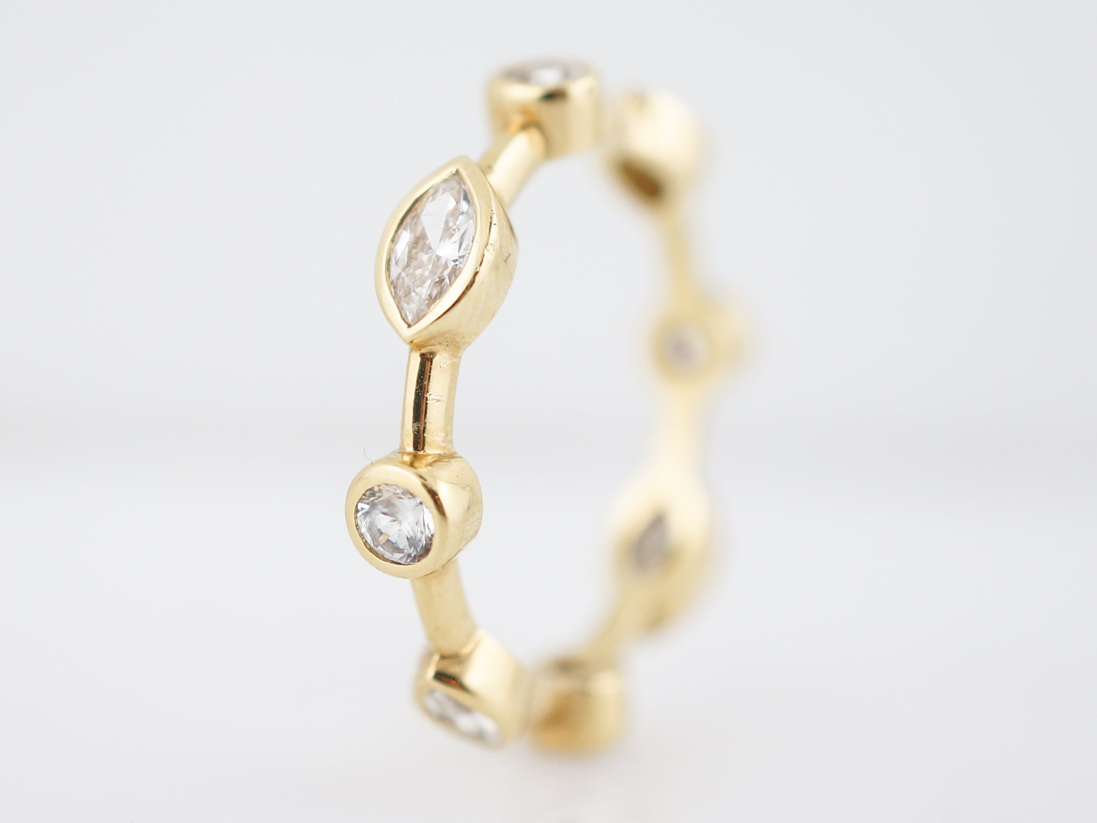 Modern Right Hand Ring 1.20 Marquis & Round Brilliant Cut Diamonds in ...