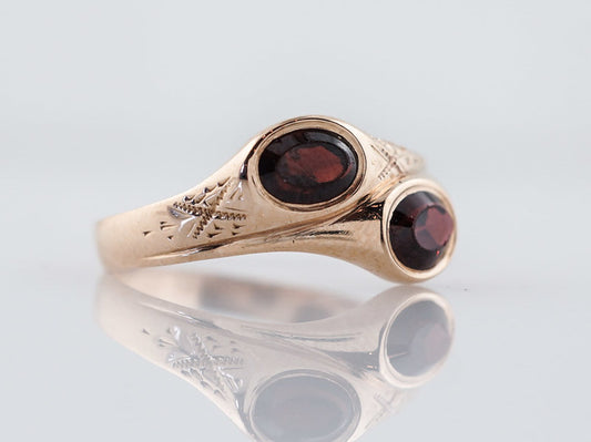 Antique Right Hand Ring Victorian .86 cttw Oval Cut Garnets in 14k Rose Gold