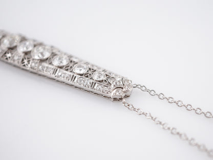 Antique Necklace Art Deco 3.23 Old European Cut Diamonds in Platinum