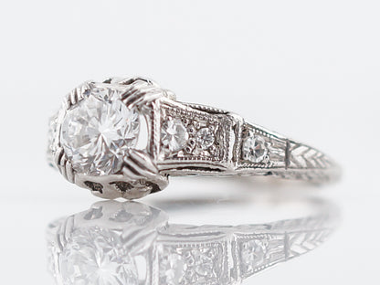 Detailed Art Deco Brilliant Cut Diamond Engagement Ring