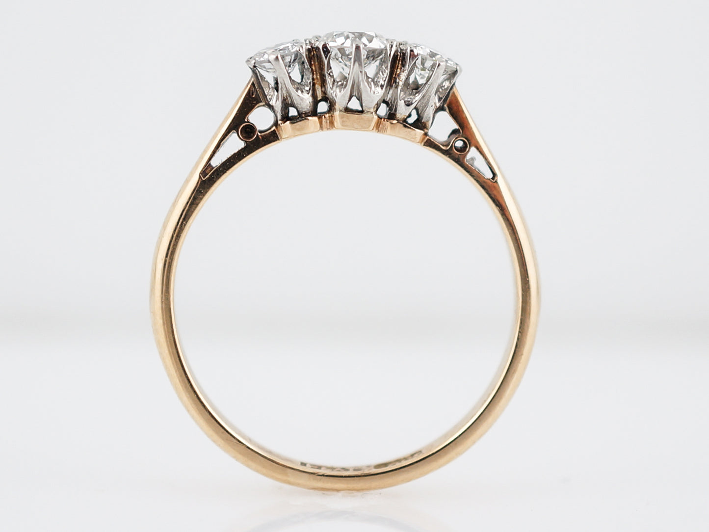 Antique Engagement Ring Art Deco .40 Old European & Round Brilliant Cut Diamonds in 18k Yellow Gold