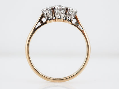 Antique Engagement Ring Art Deco .40 Old European & Round Brilliant Cut Diamonds in 18k Yellow Gold