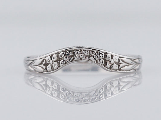 Modern Wedding Band Art Deco Style in 14k White Gold