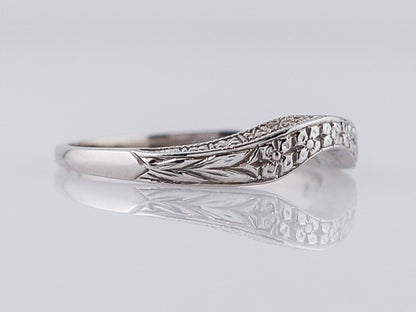 Modern Wedding Band Art Deco Style in 14k White Gold