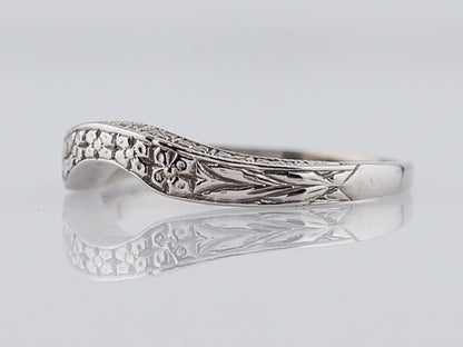 Modern Wedding Band Art Deco Style in 14k White Gold