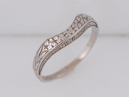 Modern Wedding Band Art Deco Style in 14k White Gold