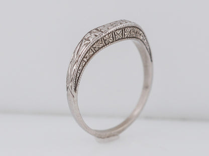 Modern Wedding Band Art Deco Style in 14k White Gold