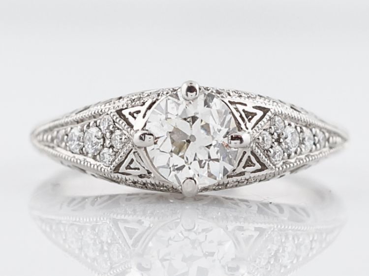 Engagement Ring Modern .68 Old European Cut Diamond in Platinum