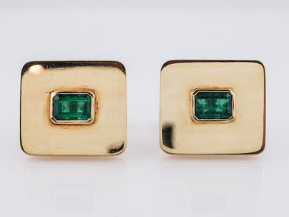 Men's Cufflinks 1.78 Emerald/Step Cut Emerald in 18k Yellow Gold