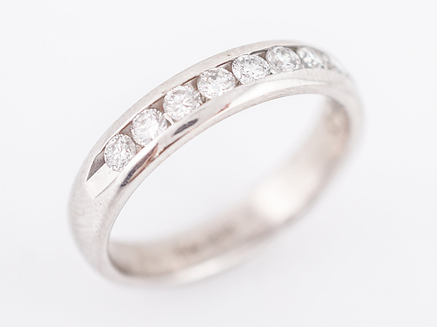 Wedding Band Modern .55 Round Brilliant Cut Diamonds in 14k White Gold