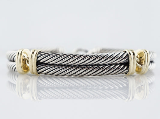 David Yurman Bangle Cuff Bracelet in Sterling Silver & 14k Yellow Gold