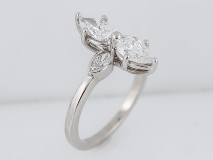 Right Hand Ring Modern 1.36 Pear Cut Diamonds in Platinum