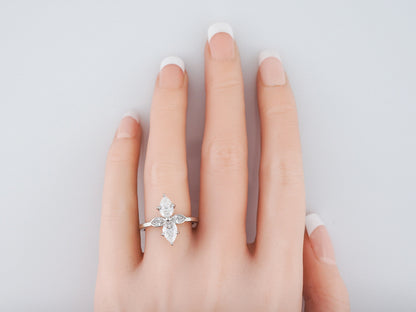 Right Hand Ring Modern 1.36 Pear Cut Diamonds in Platinum