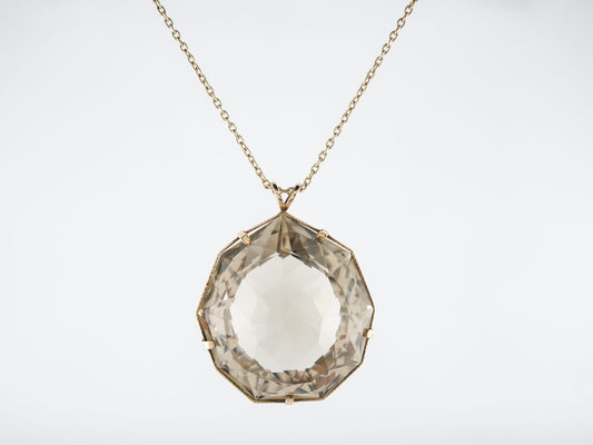 Modern Necklace 85 Carat Briolette Cut Smokey Quartz in 14k Yellow Gold