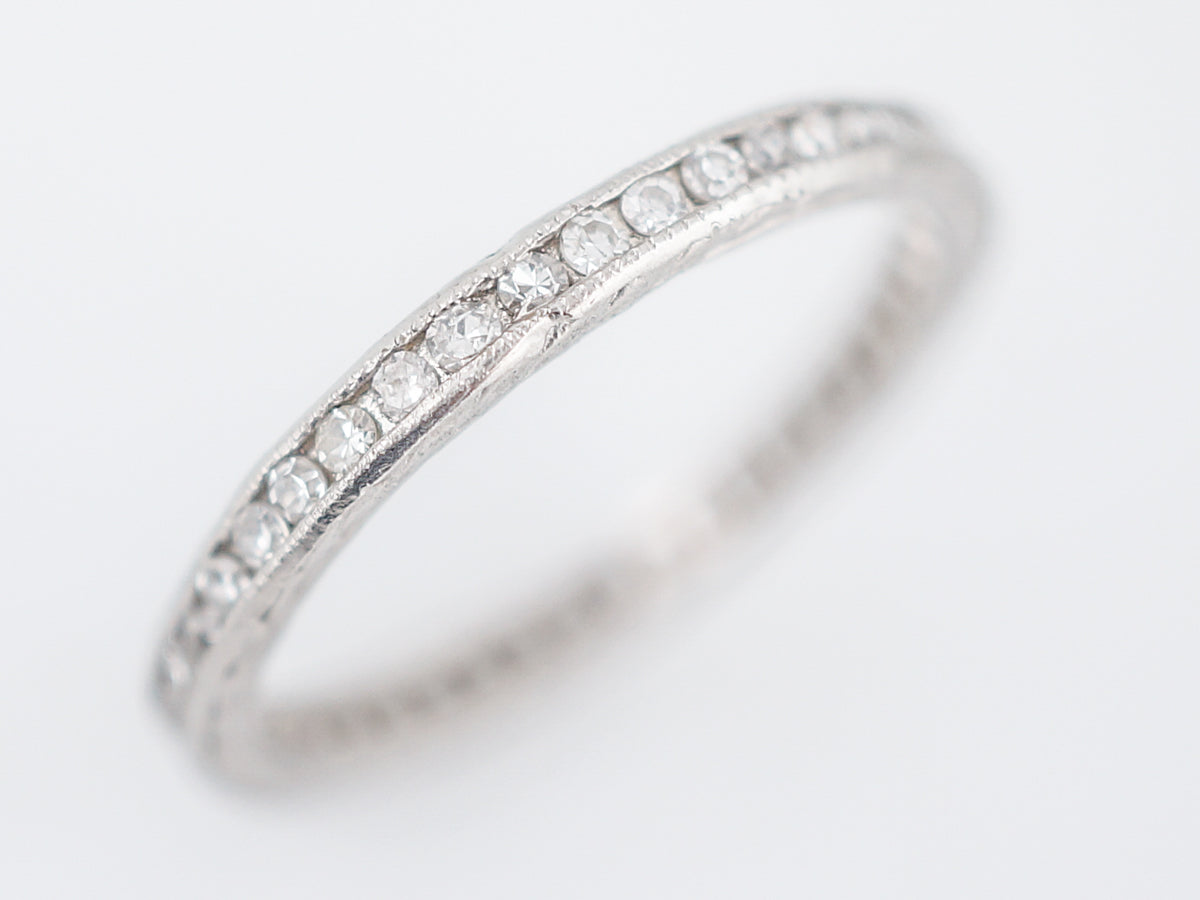 Antique Eternity Wedding Band Art Deco .46 Single Cut Diamonds in Platinum