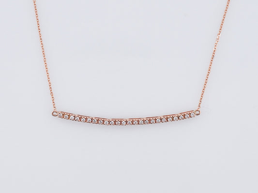 Modern Bar Necklace .24 Round Brilliant Cut Diamonds in 14k Rose Gold