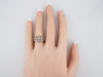 Antique Right Hand Ring Art Deco 1.11 Marquis & Single Cut Diamonds in Platinum
