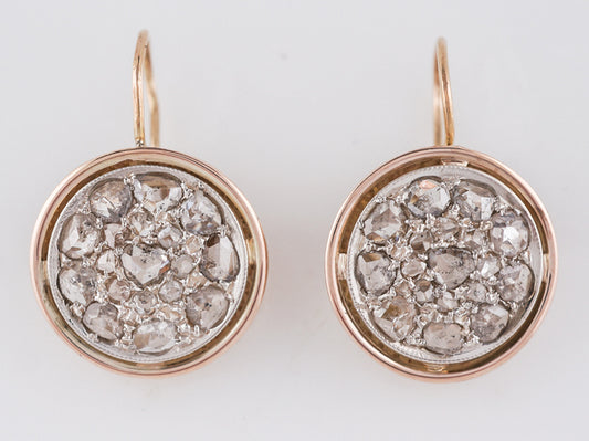 Modern Earrings 1.58 Rose Cut Diamonds in 14k Yellow & White Gold