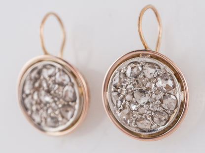 Modern Earrings 1.58 Rose Cut Diamonds in 14k Yellow & White Gold
