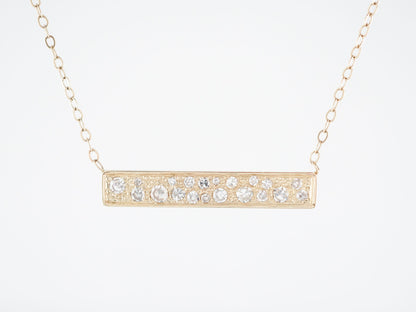 Modern Bar Necklace .80 Single Cut Diamonds in 14k Yellow Gold