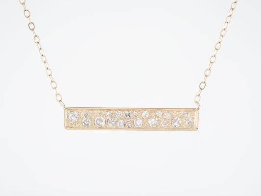 Modern Bar Necklace .80 Single Cut Diamonds in 14k Yellow Gold