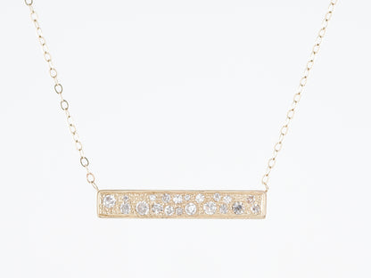 Modern Bar Necklace .80 Single Cut Diamonds in 14k Yellow Gold