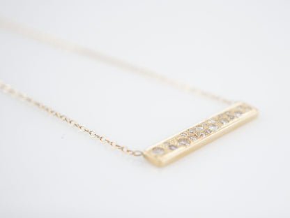 Modern Bar Necklace .80 Single Cut Diamonds in 14k Yellow Gold